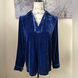 Sundance women’s blue velvet Nuance swing top blouse, size XS, silk blend